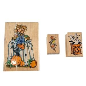 Hero Arts Unisex Rubber Stamps Fall Halloween Scarecrow Ghost OS Wood Craft